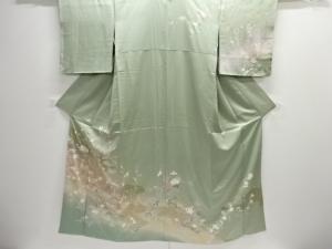 流水に草花模様訪問着